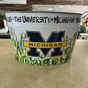 University of Michigan Metal Bucket - White and Blue